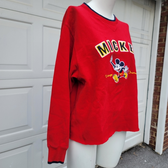 Disneyland Mickey Mouse Vintage Altered Red Sweatshirt Spirit Jersey Medium - Picture 4 of 10